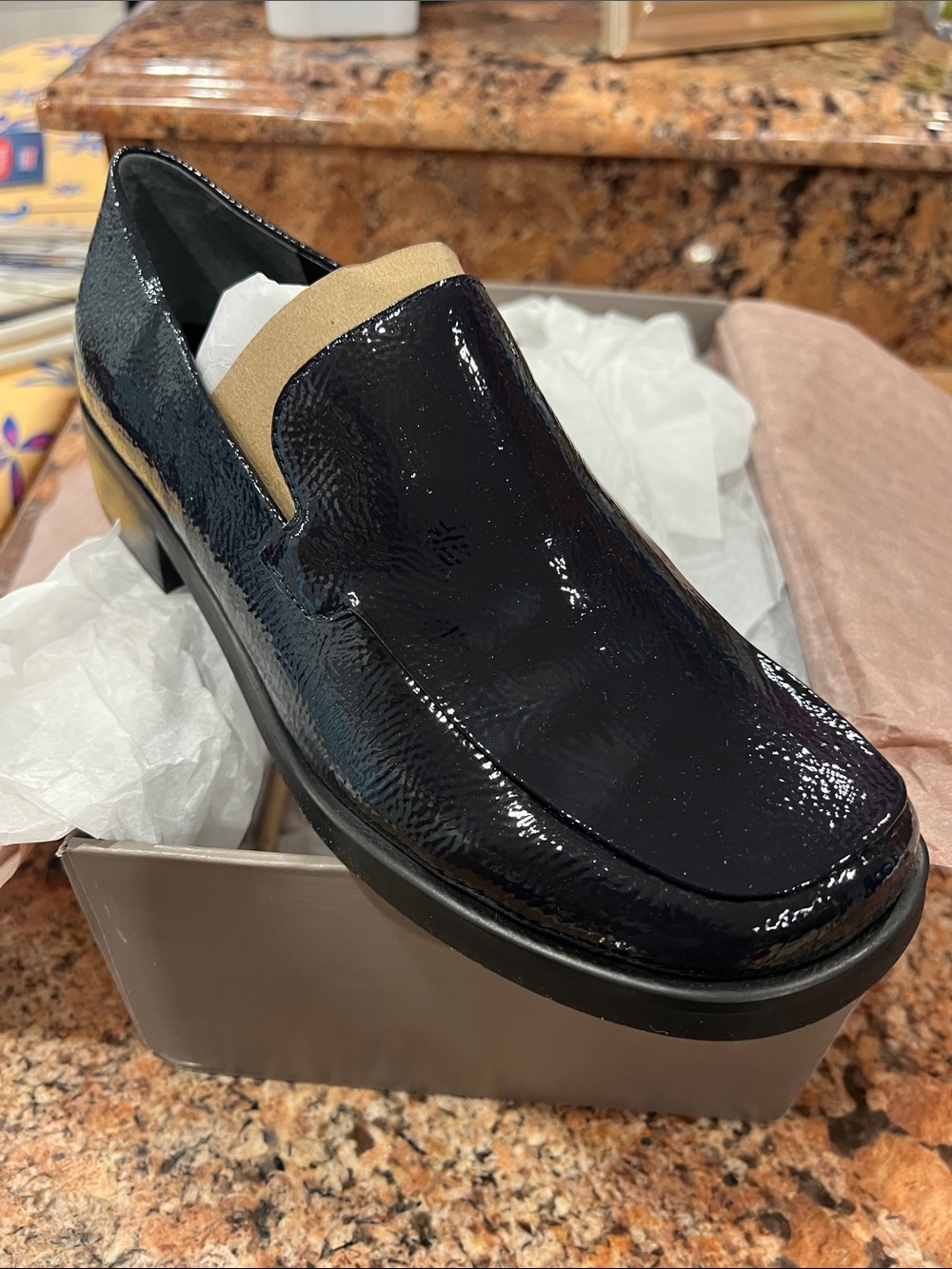 Franco Sarto Patent Slip-On Loafers in Black